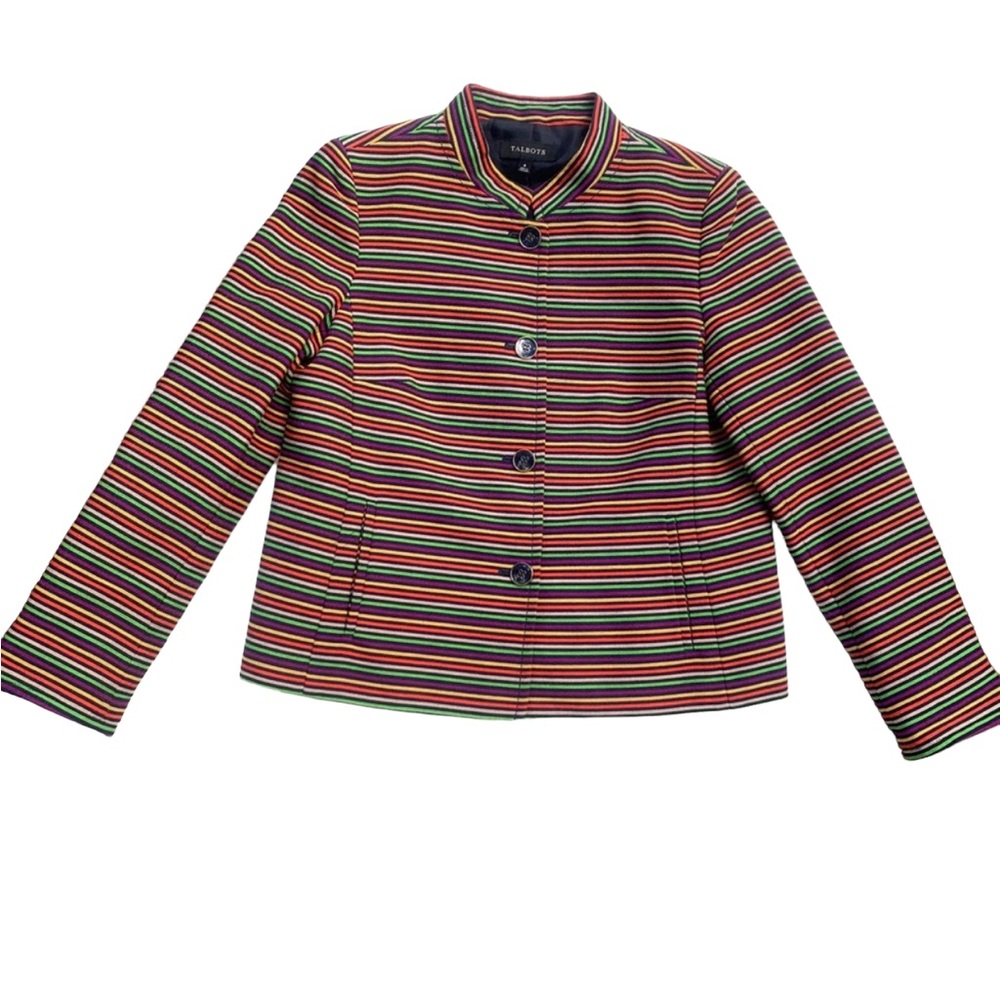 Talbots Women’s Colorful Striped Blazer Size  8